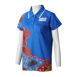 P1265 manufacturing women's short sleeves sublimation custom blue bottom printing LOGO chest pocket sublimation blue and white collision color reverse collar sublimation garment factory P1265 manufacturing women's short sleeves sublimation custom blue bottom printing LOGO chest pocket sublimation blue and white collision color reverse collar sublimation garment factory